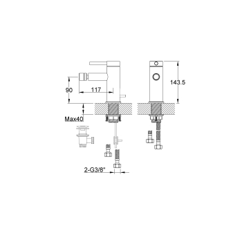 Kohlman Axel QB130A Bidetová batéria Chrome